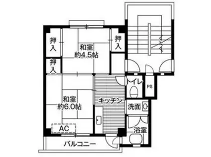 ビレッジハウス愛川3号棟(2K/1階)の間取り写真