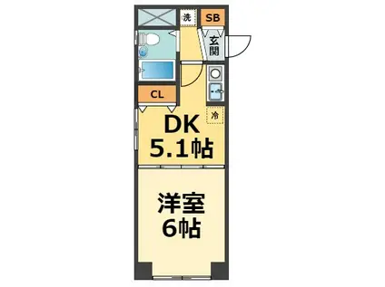 ロンターノ甲子園(1DK/1階)の間取り写真