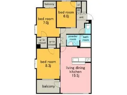 セレニティキフネ(3LDK/3階)の間取り写真