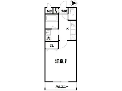 ベラジオ京都西院ウエストシティ(1K/5階)の間取り写真
