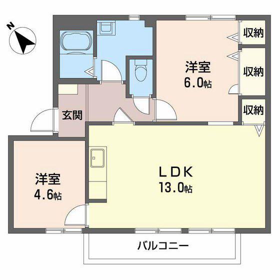 フレグランス三戸 C棟(2LDK/2階)の間取り写真