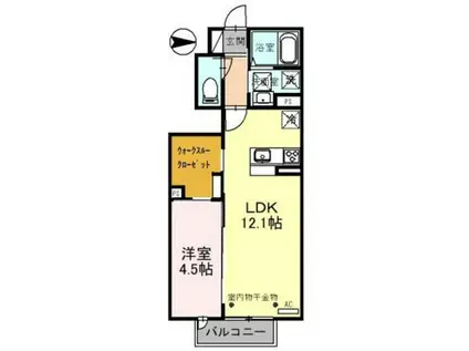 グリーン・ライト(1LDK/1階)の間取り写真
