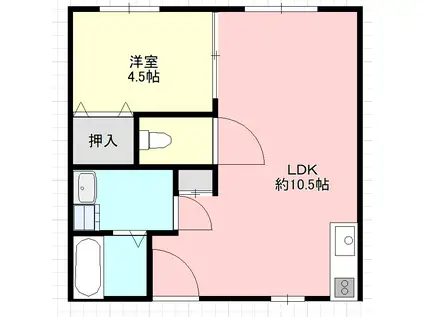 ベストハウス可部(1LDK/1階)の間取り写真