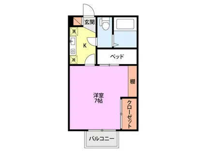ヴェルディー燕P-II(1K/1階)の間取り写真