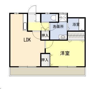 フィール(1LDK/1階)の間取り写真