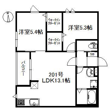 NEXUS姪浜(2LDK/2階)の間取り写真