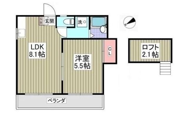 リブレス東浦和II(1LDK/2階)の間取り写真