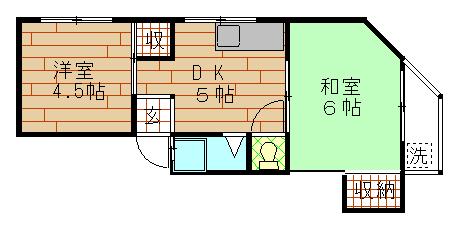 ガレン弁天(2K/4階)の間取り写真