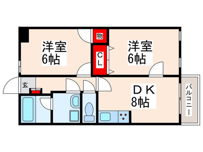 ケリーズマンション(2DK/3階)の間取り写真