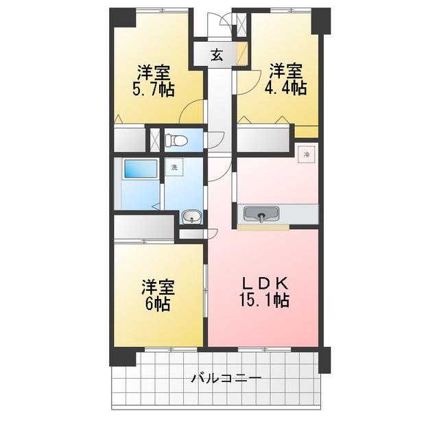 バルコン・ブラン淵野辺(3LDK/4階)の間取り写真