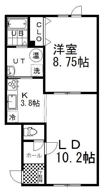 CROSS ROAD(1LDK/1階)の間取り写真