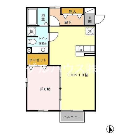 ジュネス・鳥栖(1LDK/1階)の間取り写真