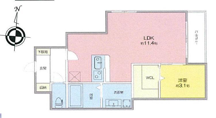 PATRIA高畑(1LDK/1階)の間取り写真
