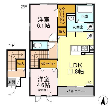 アベリア(2LDK/2階)の間取り写真