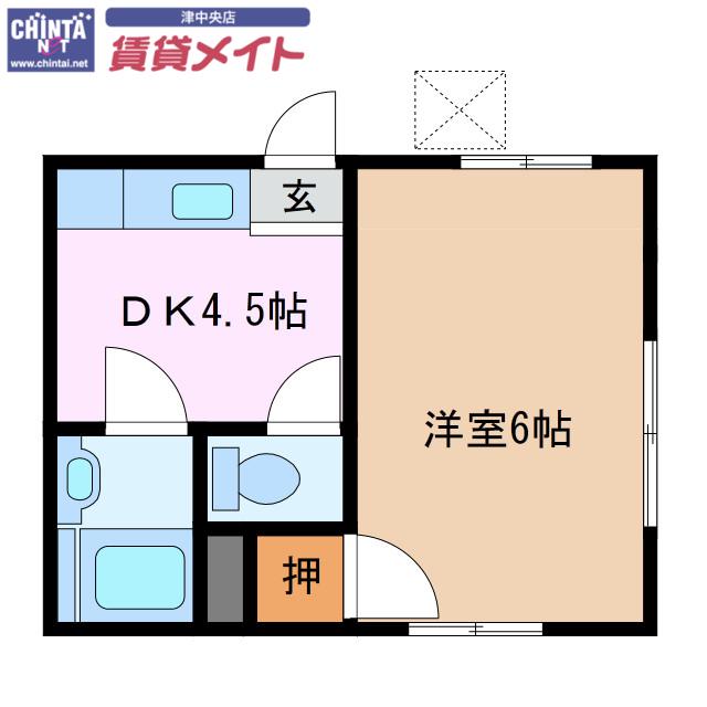 コーポグリーン(1DK/2階)の間取り写真