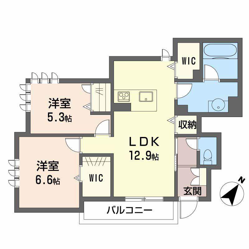 エスポワール戸坂山崎(2LDK/1階)の間取り写真