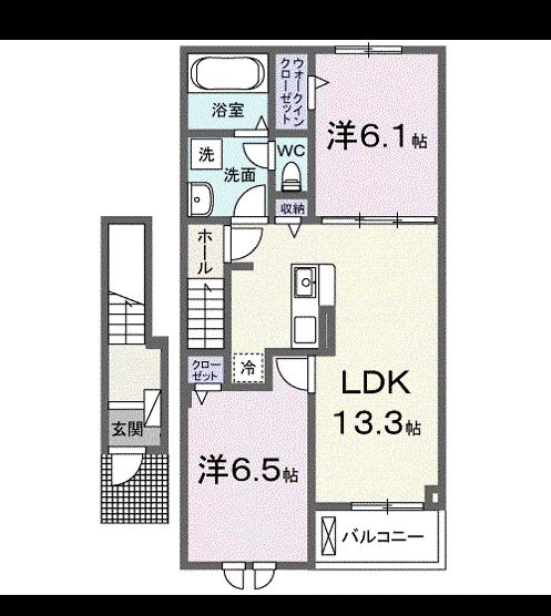 高西川尻町アパート(2LDK/2階)の間取り写真