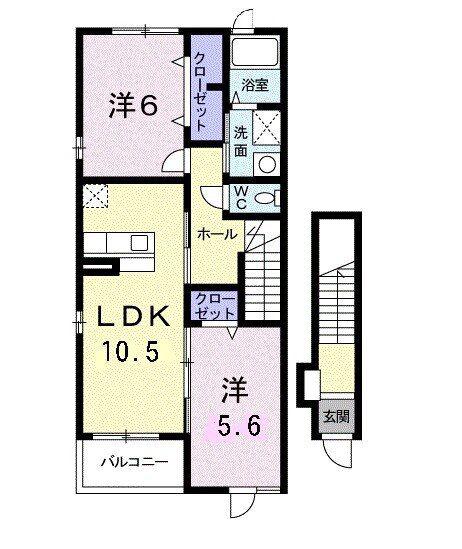 サンフラワーB(2LDK/2階)の間取り写真