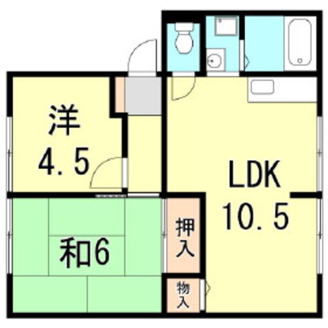 カサベルデ中澤A棟(2LDK/1階)の間取り写真