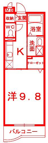 サンディエール エムズ(1K/3階)の間取り写真