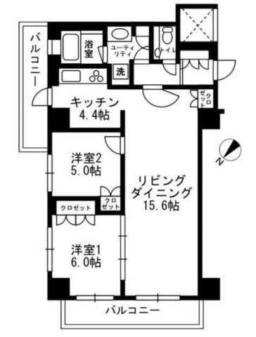 アーバンパーク代官山II(2LDK/4階)の間取り写真
