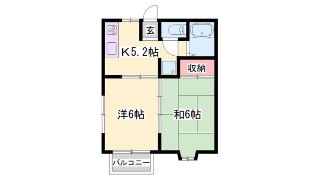 ハイツムティアラ(2DK/2階)の間取り写真