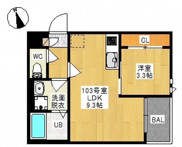 GRANDTIC LIEN(1LDK/1階)の間取り写真