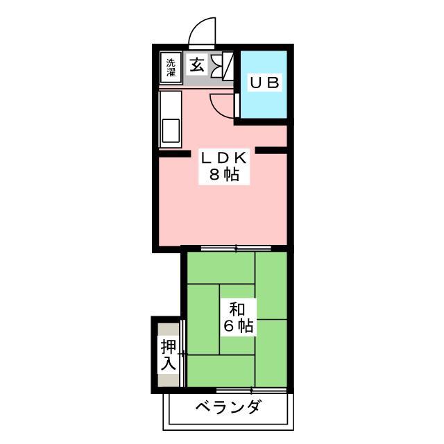 ホワイトフラット(1LDK/2階)の間取り写真