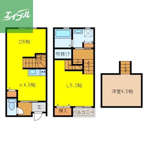 プレミアム宿町(1LDK/1階)の間取り写真