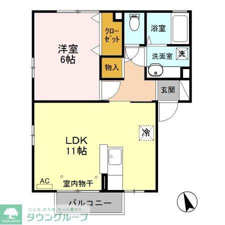 パークサイド21B(1LDK/2階)の間取り写真