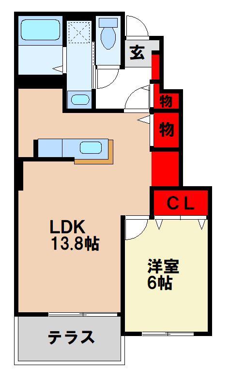 ボア ソルテ(1LDK/1階)の間取り写真