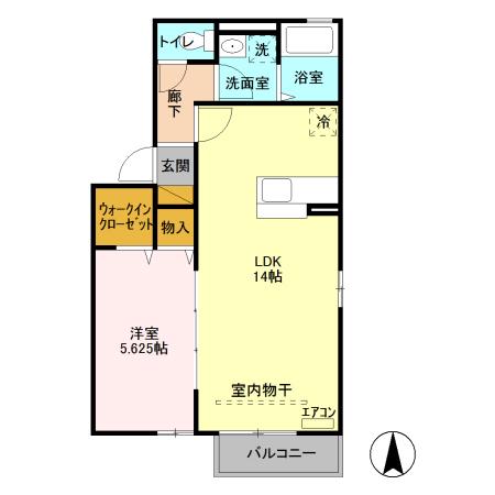 エクレール天神(1LDK/2階)の間取り写真