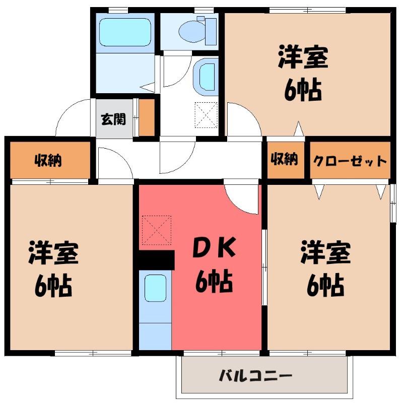 ヴェルフィーユ A(3DK/2階)の間取り写真