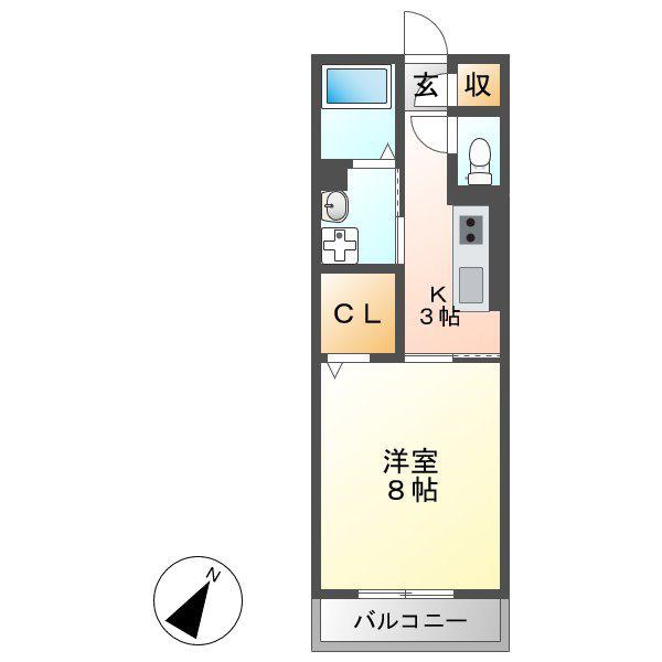 D-ROOM茄子川 A(1K/1階)の間取り写真