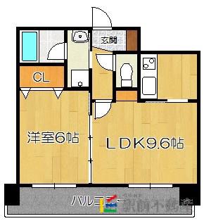 DSタワー大博通(1LDK/10階)の間取り写真