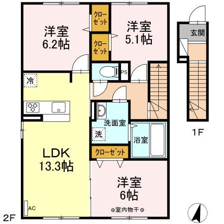 セジュール沼ノ端中央V(3LDK/2階)の間取り写真