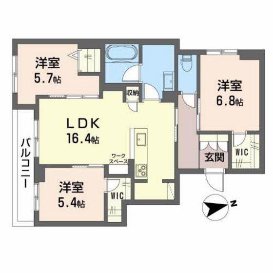 BELLE MAISON昭和町(3LDK/3階)の間取り写真