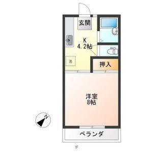 ハイツ田仲(1K/2階)の間取り写真