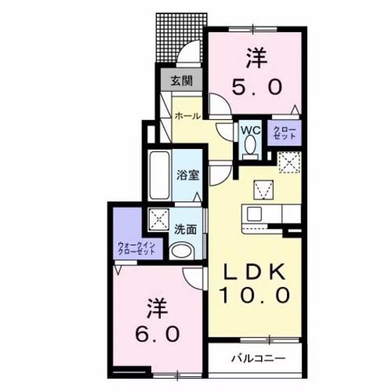 オーブ・レジェール(2LDK/1階)の間取り写真