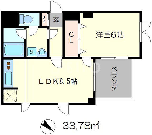 ルミエール出町柳(1LDK/2階)の間取り写真