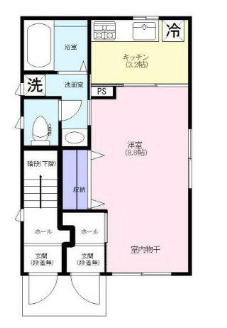 CUBIC PLACE笹塚5(1K/1階)の間取り写真