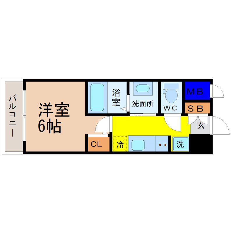 エステムコート名古屋新栄アクシス(1K/6階)の間取り写真