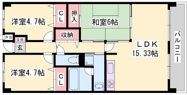 テルツォ南新在家(3LDK/5階)の間取り写真