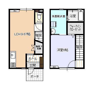 ビオラ新富山A棟(1LDK/1階)の間取り写真