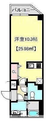グランブルー森下(ワンルーム/4階)の間取り写真