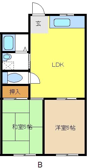 ホワイトメゾン原(2LDK/2階)の間取り写真