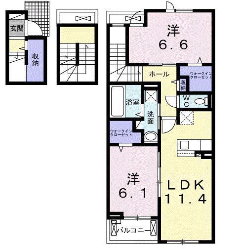 ステラ2ーMY(2LDK/3階)の間取り写真