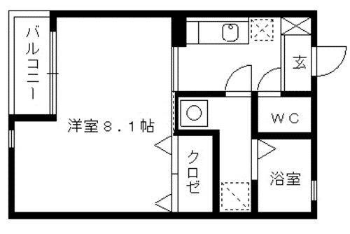 クレフラスト試験場前駅南(1K/1階)の間取り写真