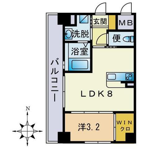グラットシエル大濠エクラ(1LDK/3階)の間取り写真