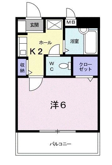 エクセルコート(1K/2階)の間取り写真